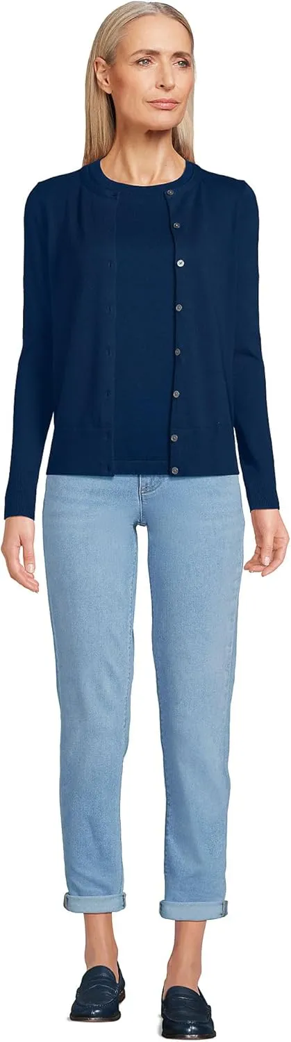 Lands' End Women's Fine Gauge Cotton Cardigan Sweater