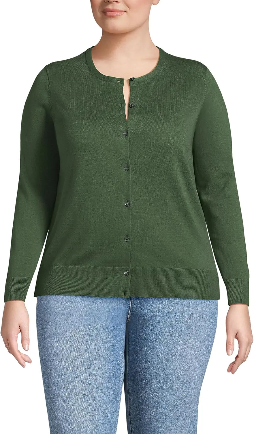 Lands' End Women's Fine Gauge Cotton Cardigan Sweater