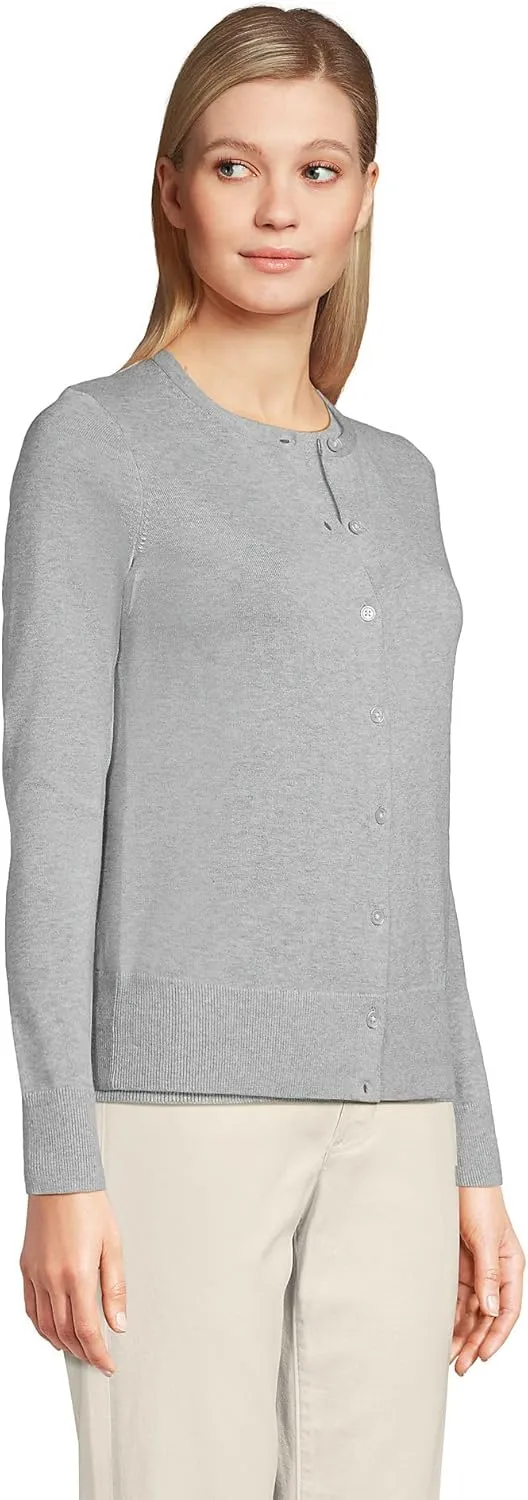 Lands' End Women's Fine Gauge Cotton Cardigan Sweater