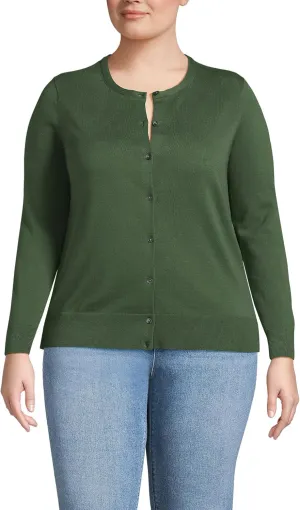 Lands' End Women's Fine Gauge Cotton Cardigan Sweater