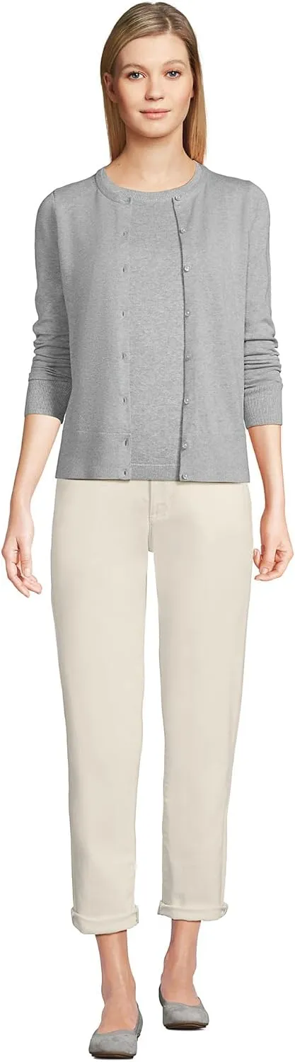 Lands' End Women's Fine Gauge Cotton Cardigan Sweater