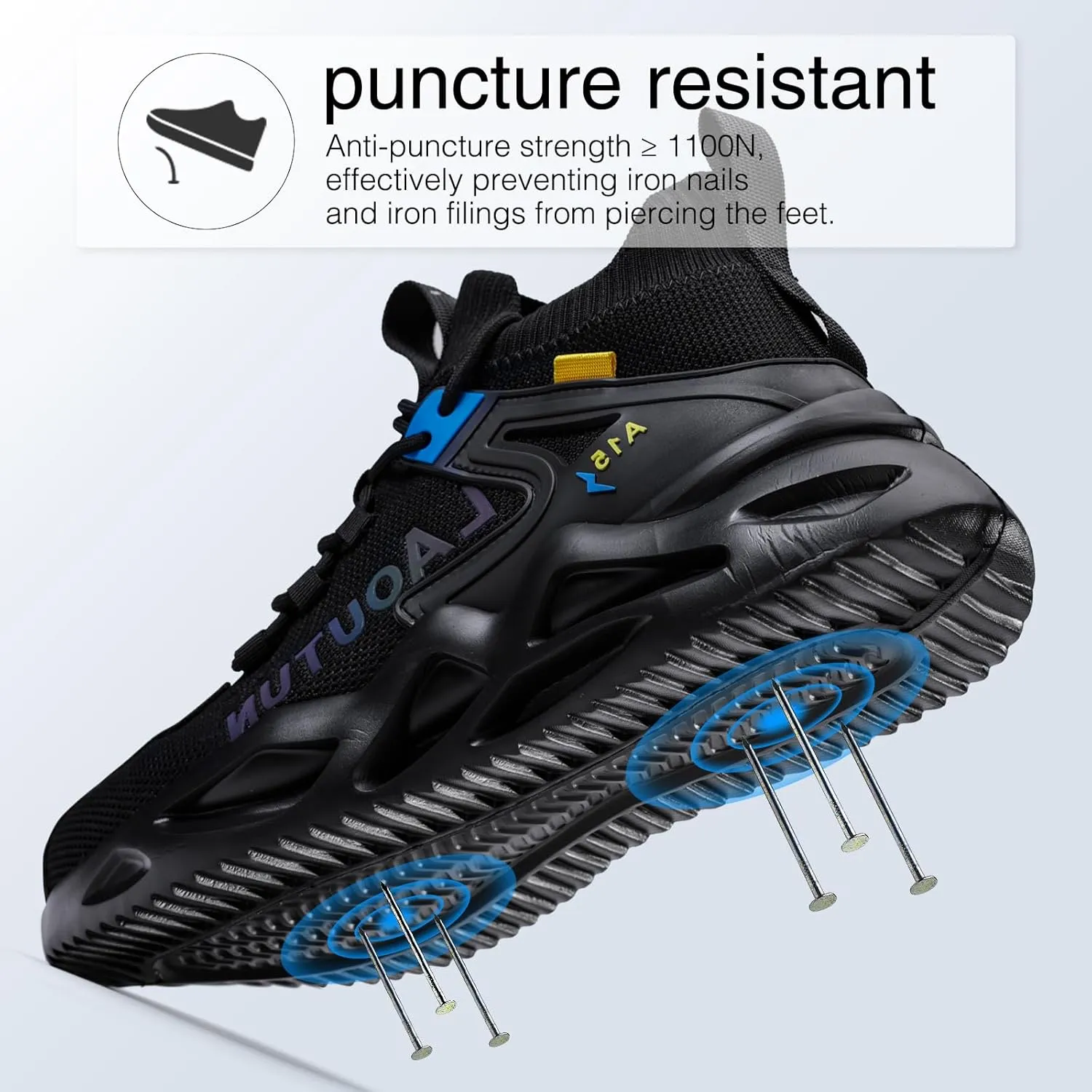 LAoutun Steel Toe Shoes for Men and Women Comfortable Lightweight Work Safety Shoes Puncture Proof Slip Resistant Indestructible Sneakers Construction Work Utility Sneakers