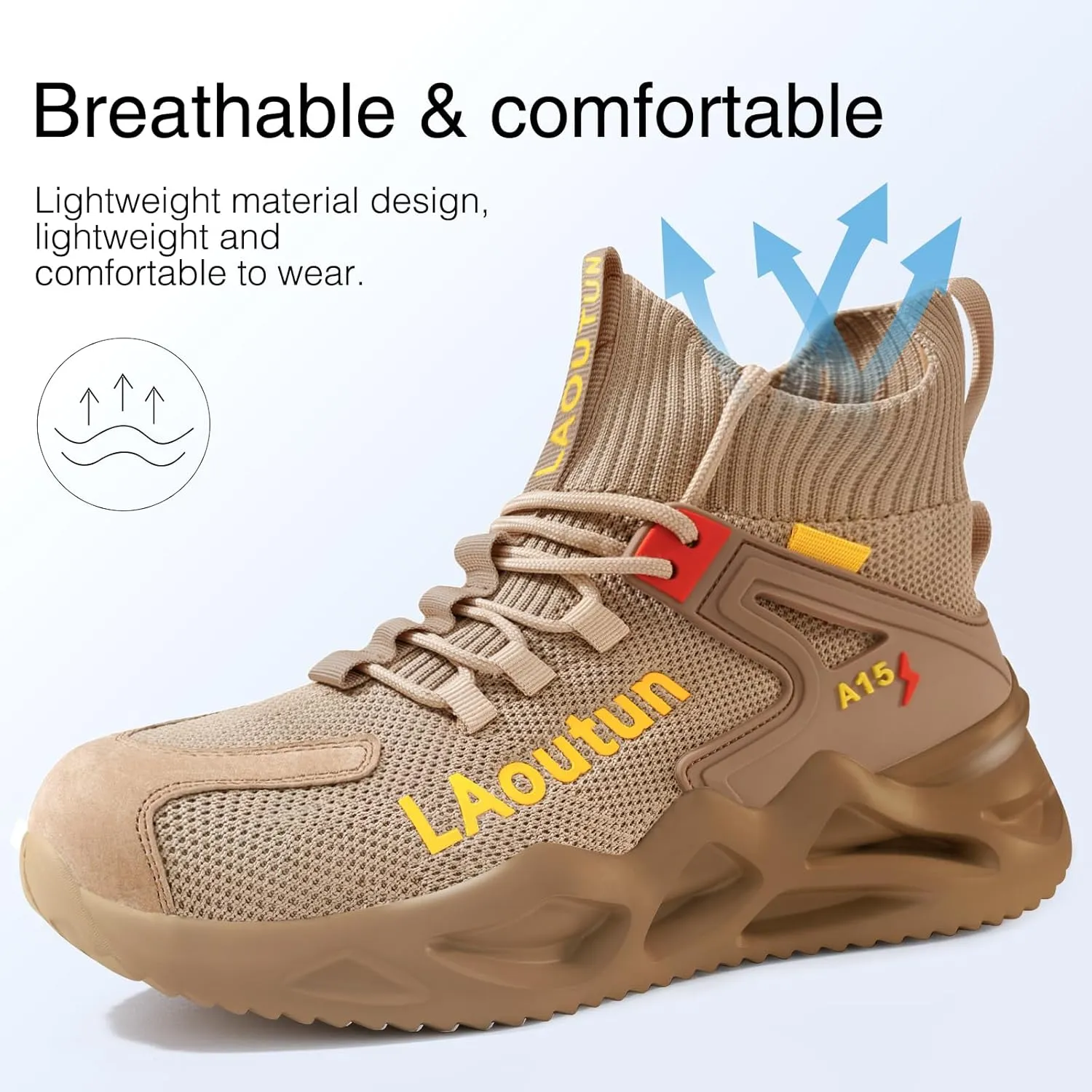 LAoutun Steel Toe Shoes for Men and Women Comfortable Lightweight Work Safety Shoes Puncture Proof Slip Resistant Indestructible Sneakers Construction Work Utility Sneakers