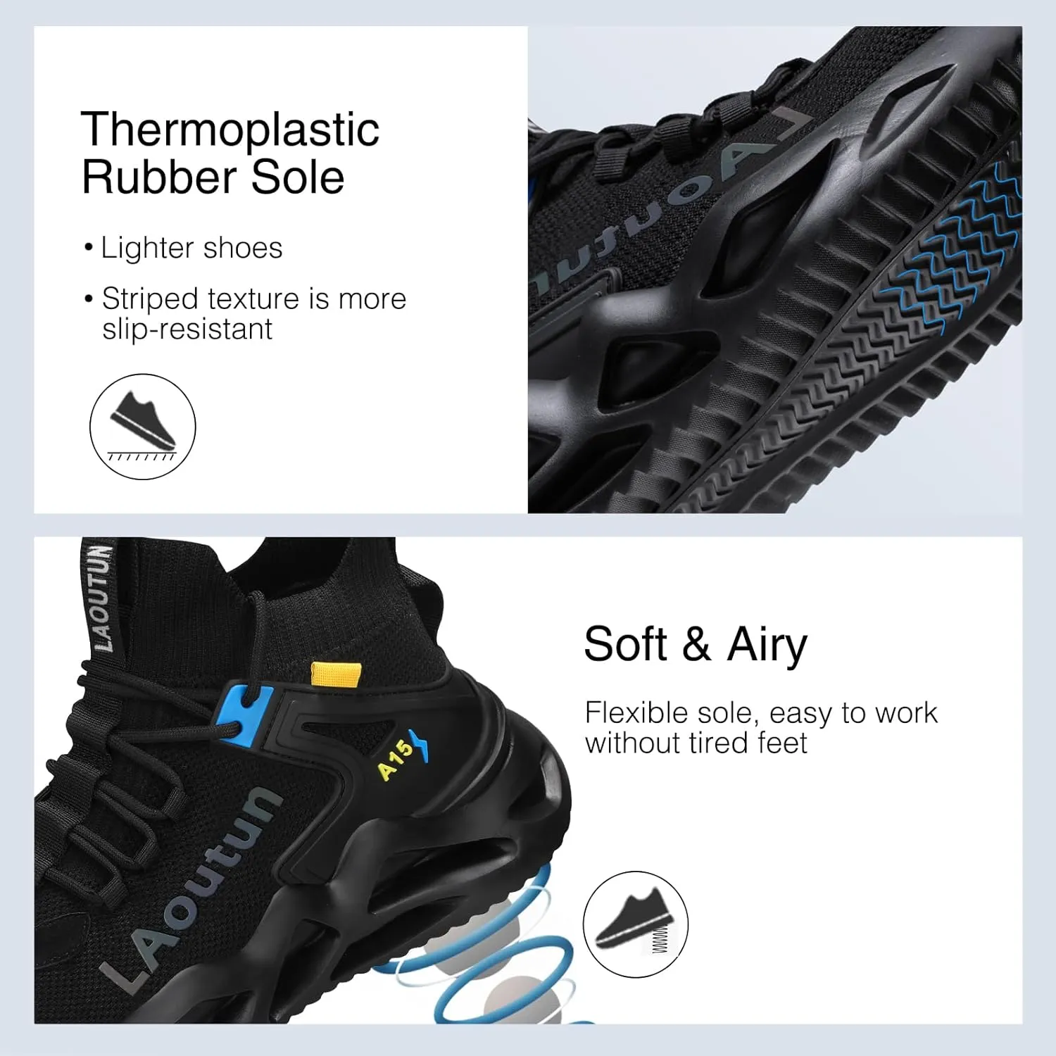 LAoutun Steel Toe Shoes for Men and Women Comfortable Lightweight Work Safety Shoes Puncture Proof Slip Resistant Indestructible Sneakers Construction Work Utility Sneakers