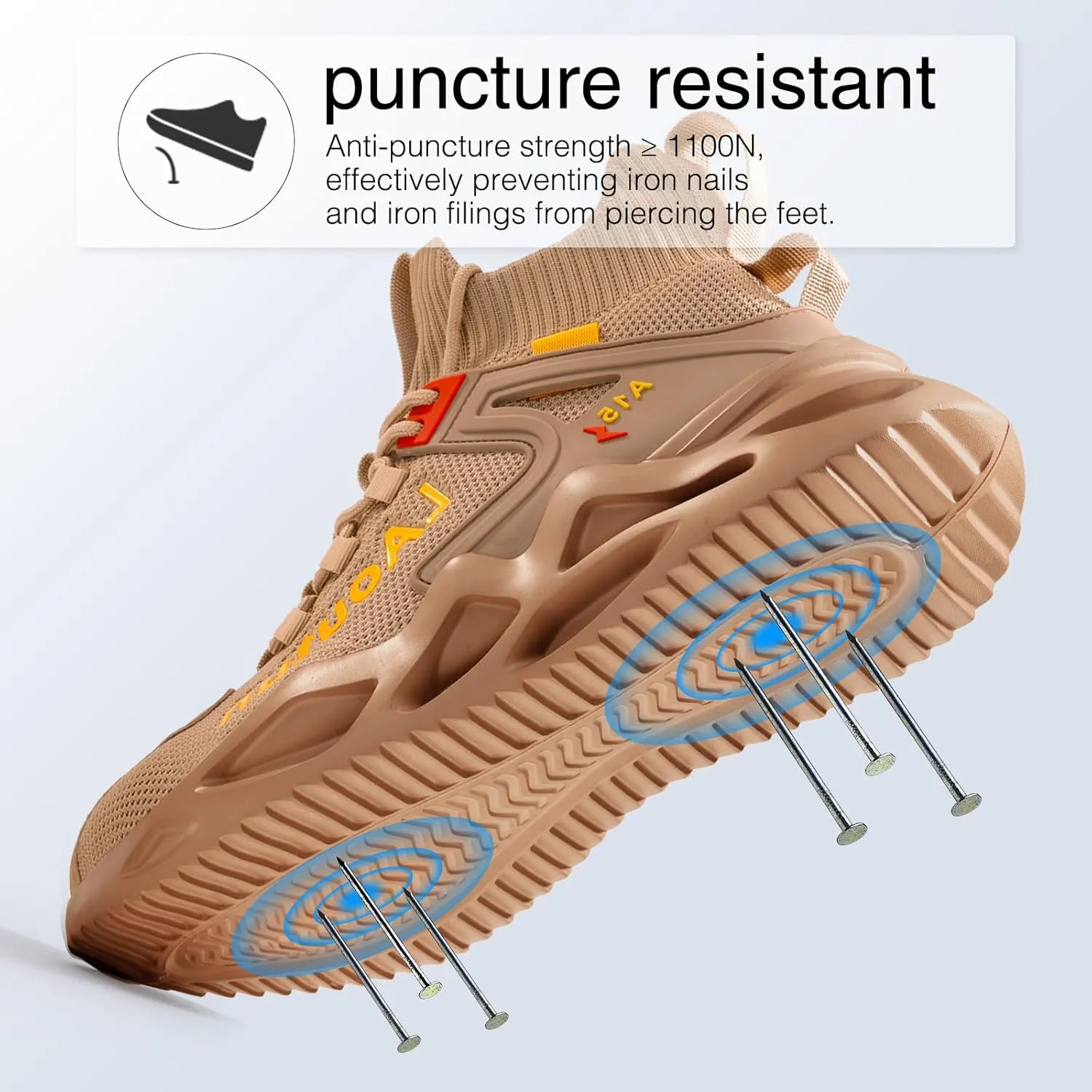 LAoutun Steel Toe Shoes for Men and Women Comfortable Lightweight Work Safety Shoes Puncture Proof Slip Resistant Indestructible Sneakers Construction Work Utility Sneakers