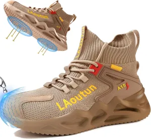 LAoutun Steel Toe Shoes for Men and Women Comfortable Lightweight Work Safety Shoes Puncture Proof Slip Resistant Indestructible Sneakers Construction Work Utility Sneakers