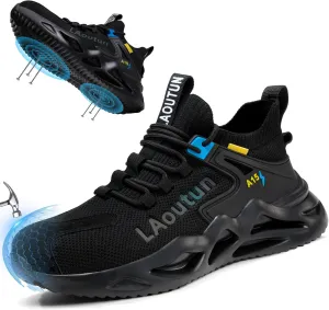 LAoutun Steel Toe Shoes for Men and Women Comfortable Lightweight Work Safety Shoes Puncture Proof Slip Resistant Indestructible Sneakers Construction Work Utility Sneakers