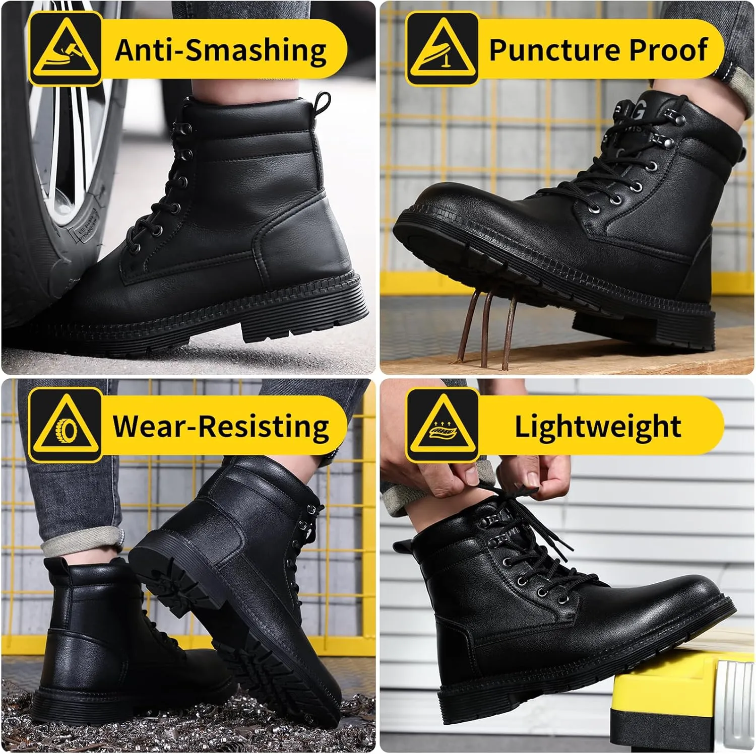 LAoutun Steel Toe Shoes for Men and Women Comfortable Lightweight Work Safety Shoes Puncture Proof Slip Resistant Indestructible Sneakers Construction Work Utility Sneakers