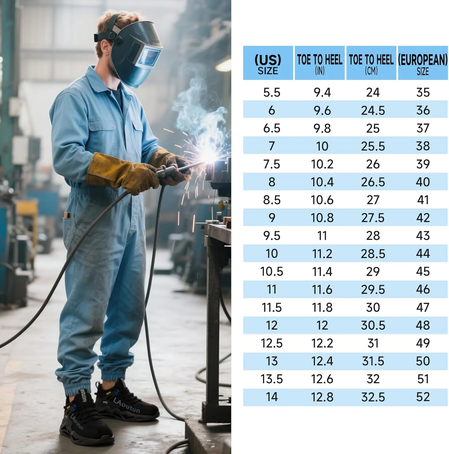 LAoutun Steel Toe Shoes for Men and Women Comfortable Lightweight Work Safety Shoes Puncture Proof Slip Resistant Indestructible Sneakers Construction Work Utility Sneakers