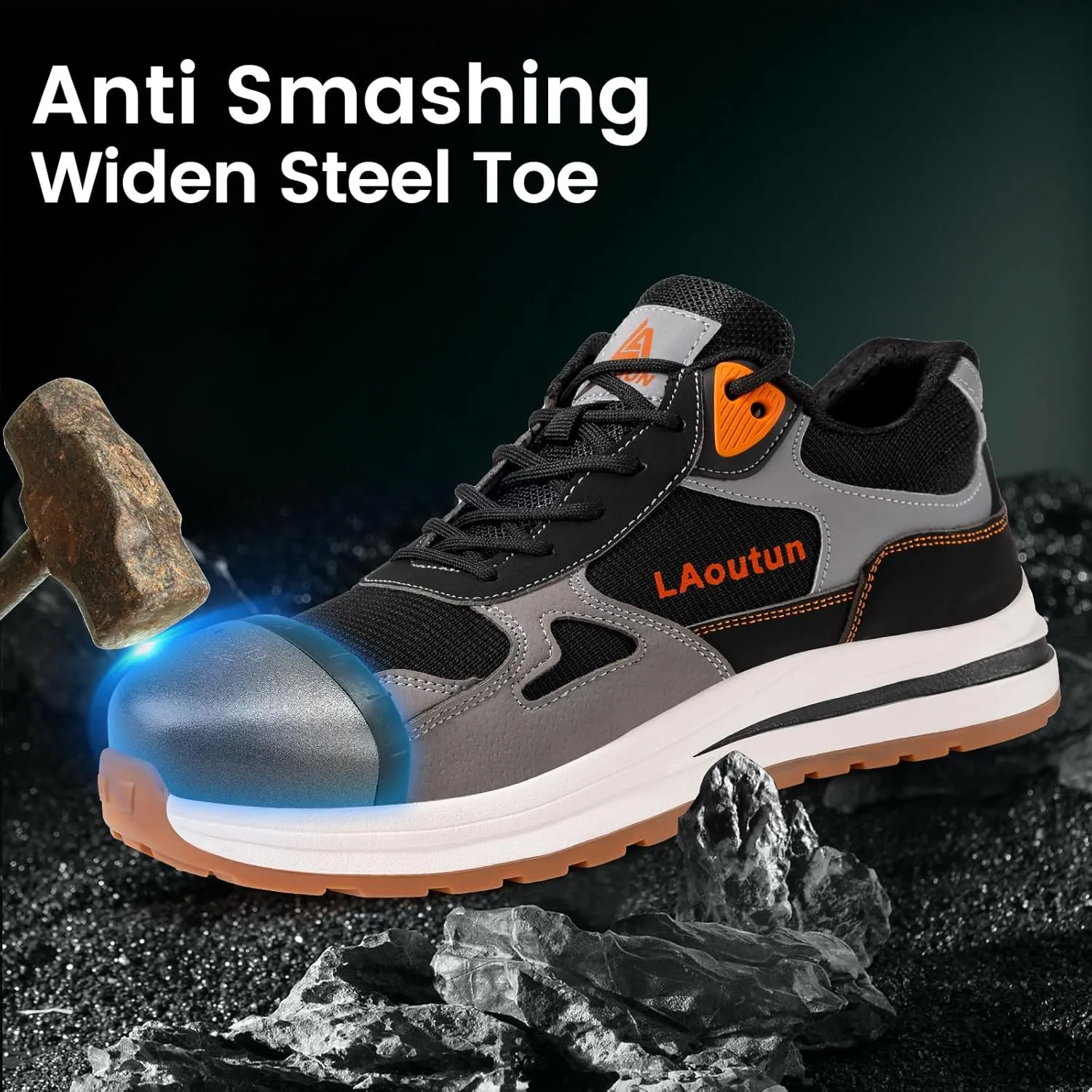 LAoutun Steel Toe Shoes for Men Women Safety Work Shoes Indestructible Steel Toe Sneakers Lightweight Work Shoes Toe Shoes