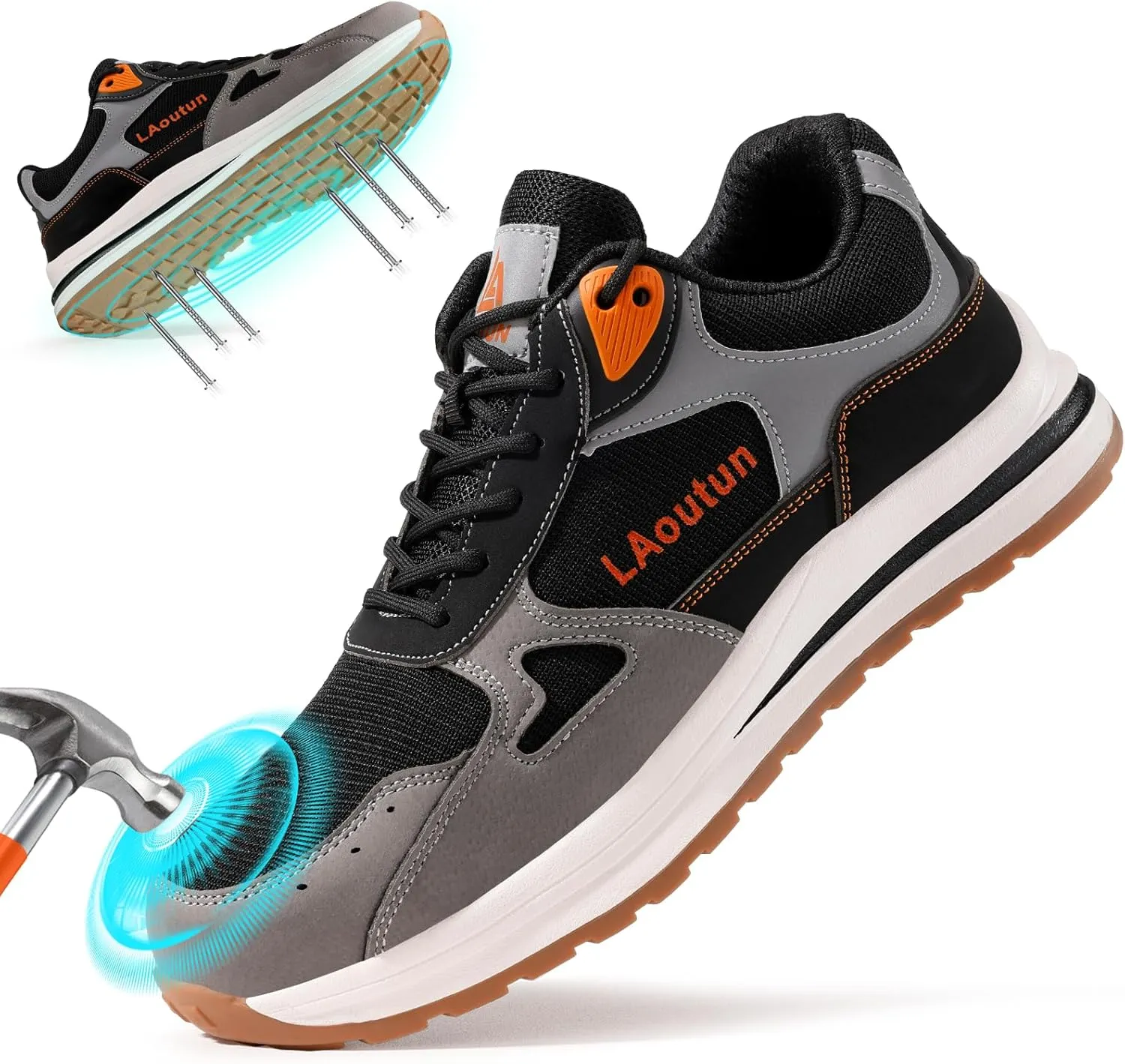 LAoutun Steel Toe Shoes for Men Women Safety Work Shoes Indestructible Steel Toe Sneakers Lightweight Work Shoes Toe Shoes