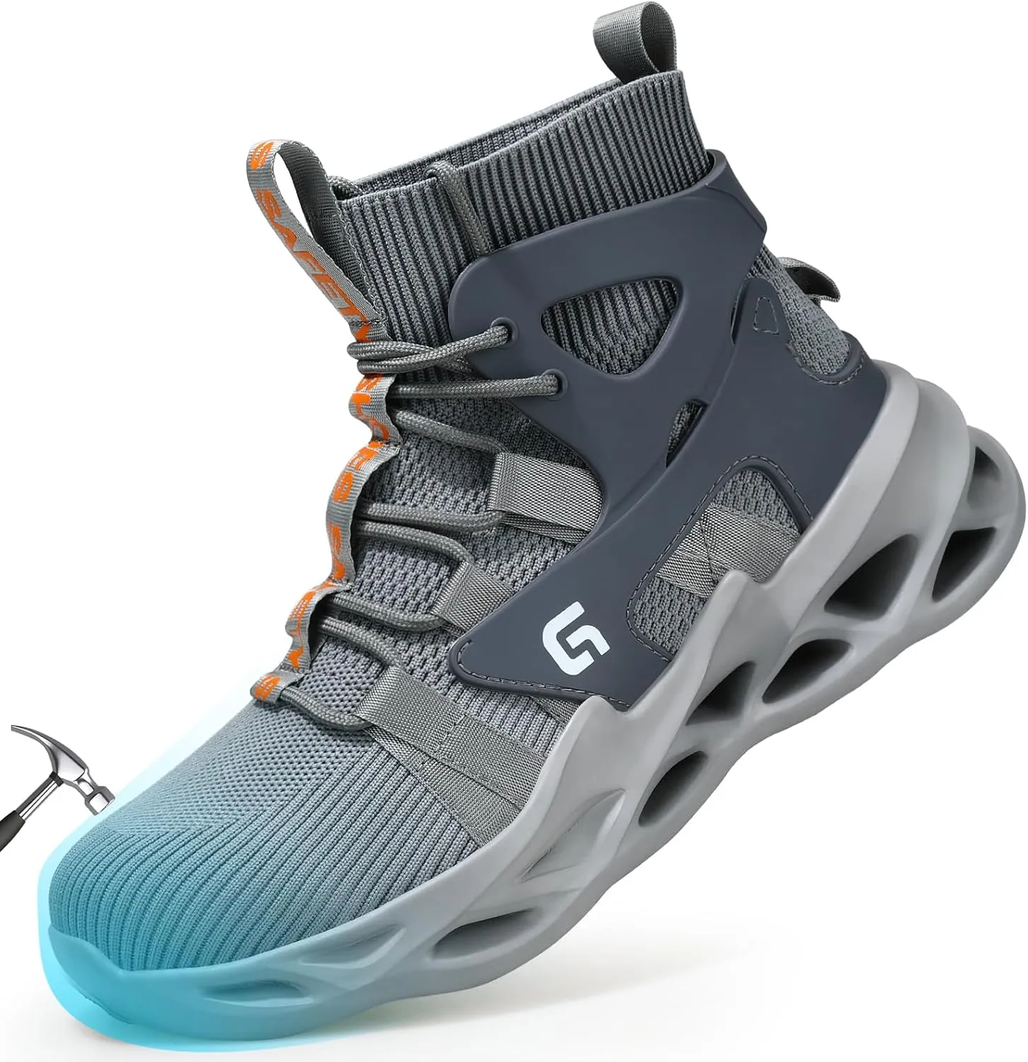 LAoutun Steel Toe Shoes for Men Women Work Shoes Safety Sneakers Shoes Comfortable Lightweight Puncture Proof Slip on Indestructible Work Shoes