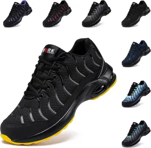 LARNMERN Air Cushion Steel Toe Shoes for Men Wide Women Lightweight Puncture Proof Work Safety Sneakers Breathable Slip Resistant Tennis Shoe