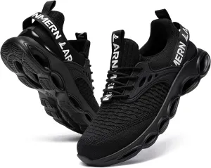 LARNMERN Steel Toe Shoes for Men Women Wide Lightweight Safety Sneakers Comfortable Safety Shoes Colorful Tennis Work Shoes