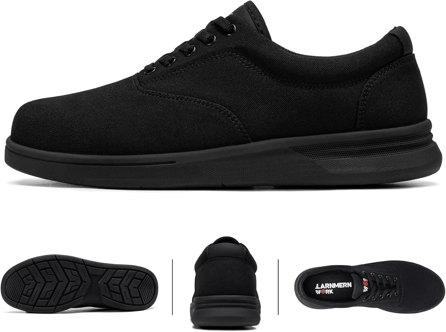 LARNMERN Steel Toe Shoes Men Lightweight Work Safety Sneakers,Comfortable Walking Skate Slip On Wide Toe Minimalist Shoes