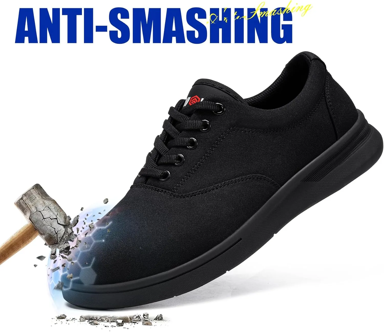 LARNMERN Steel Toe Shoes Men Lightweight Work Safety Sneakers,Comfortable Walking Skate Slip On Wide Toe Minimalist Shoes