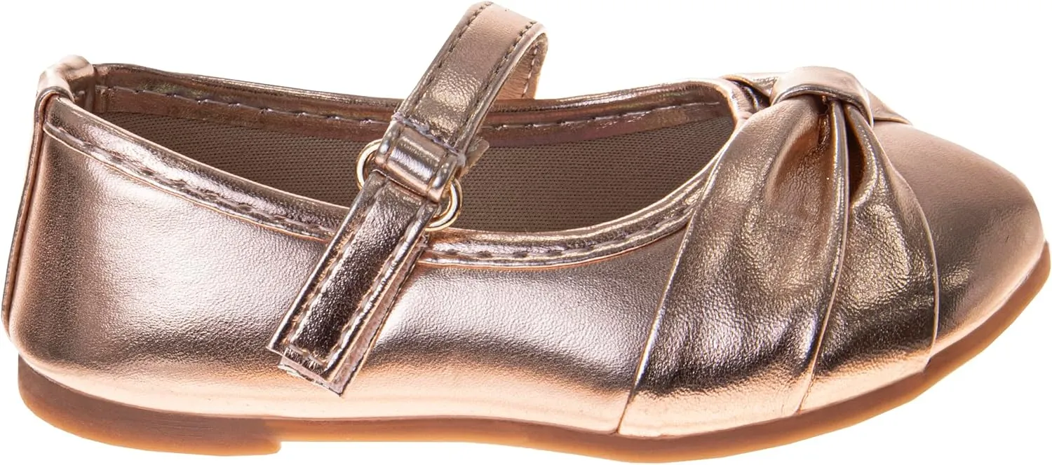 Laura Ashley Girl Flats Dress Sandals - Ballet Bow Party Shoes, (Toddler - Little Kid - Big Kid)