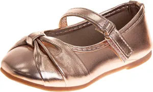 Laura Ashley Girl Flats Dress Sandals - Ballet Bow Party Shoes, (Toddler - Little Kid - Big Kid)