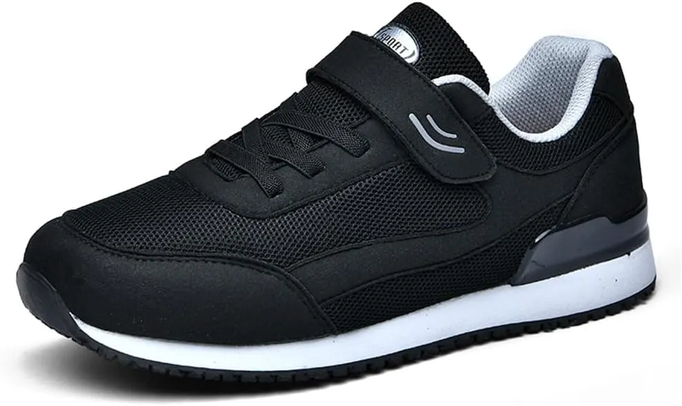 LEADER SHOW Men Elderly Casual Comfortable Walking Shoes Lightweight Safety Flats Non-Slip Strap Sneakers