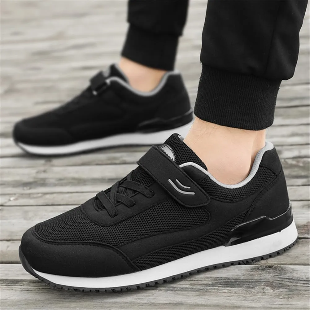 LEADER SHOW Men Elderly Casual Comfortable Walking Shoes Lightweight Safety Flats Non-Slip Strap Sneakers