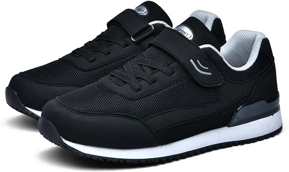 LEADER SHOW Men Elderly Casual Comfortable Walking Shoes Lightweight Safety Flats Non-Slip Strap Sneakers