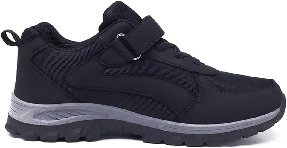 LEADER SHOW Men's Comfortable Walking Shoes Non-Slip Safety Casual Sneakers for Elderly Strap Closure