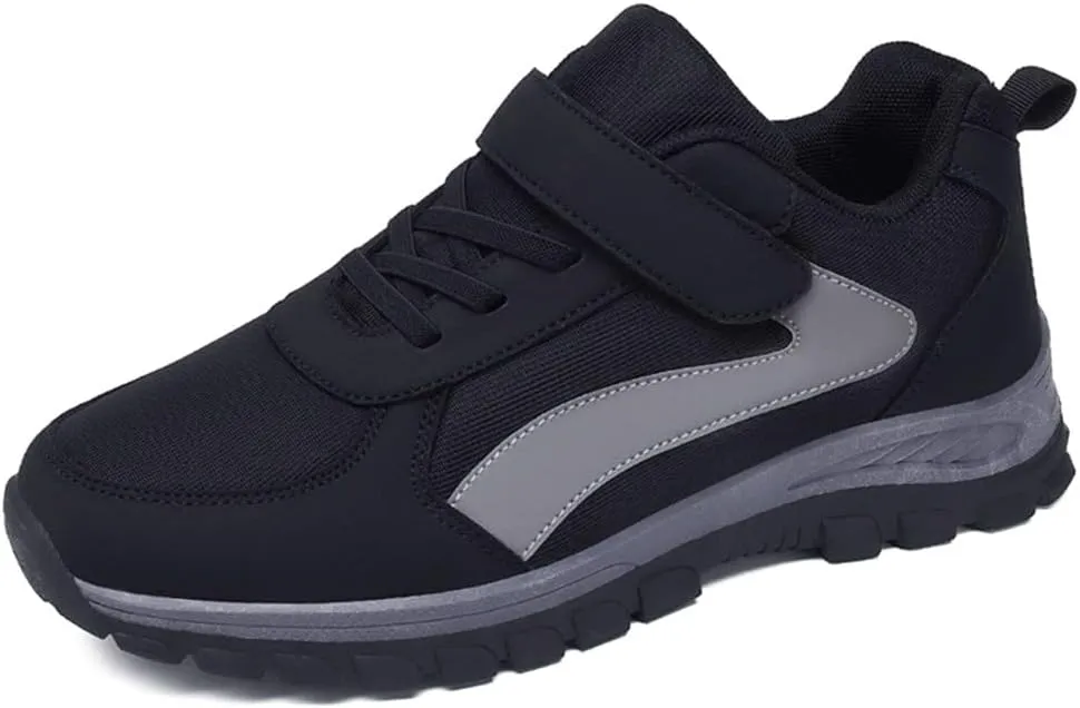 LEADER SHOW Men's Comfortable Walking Shoes Non-Slip Safety Casual Sneakers for Elderly Strap Closure