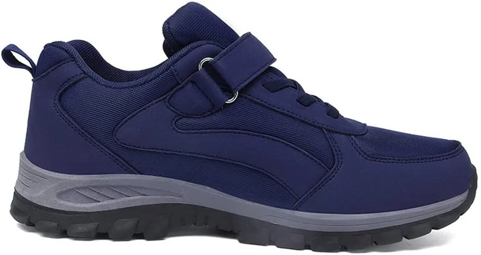 LEADER SHOW Men's Comfortable Walking Shoes Non-Slip Safety Casual Sneakers for Elderly Strap Closure
