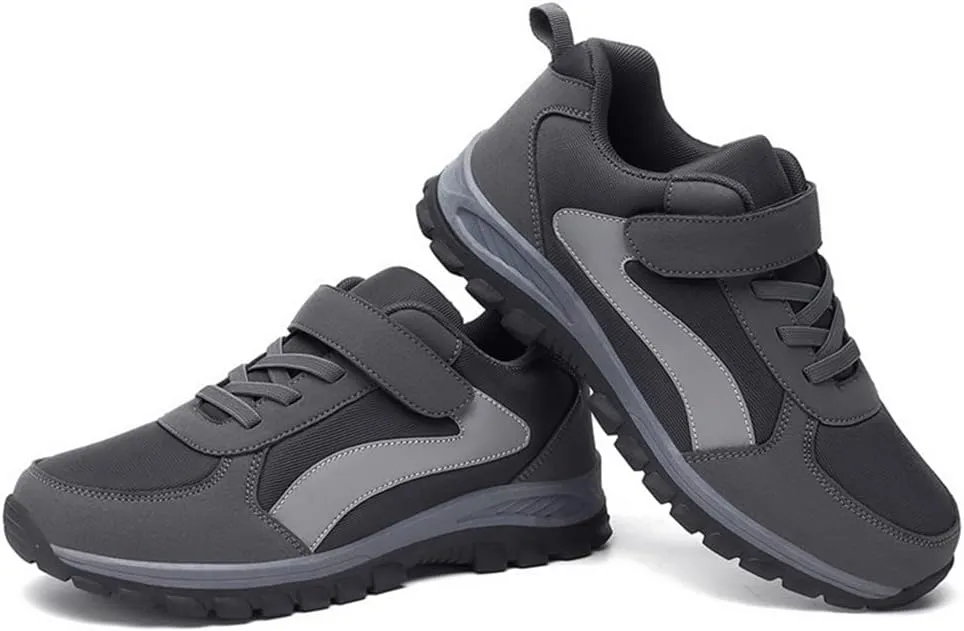 LEADER SHOW Men's Comfortable Walking Shoes Non-Slip Safety Casual Sneakers for Elderly Strap Closure