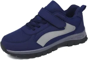 LEADER SHOW Men's Comfortable Walking Shoes Non-Slip Safety Casual Sneakers for Elderly Strap Closure