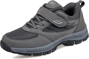 LEADER SHOW Men's Comfortable Walking Shoes Non-Slip Safety Casual Sneakers for Elderly Strap Closure