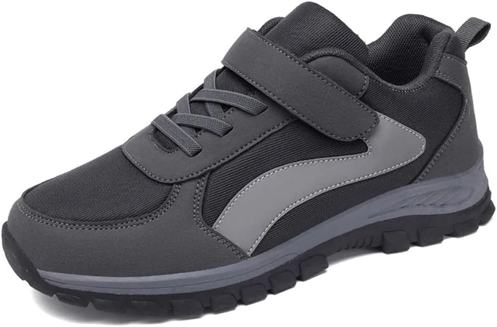 LEADER SHOW Men's Comfortable Walking Shoes Non-Slip Safety Casual Sneakers for Elderly Strap Closure