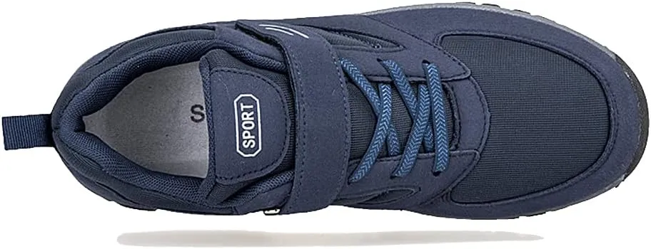 LEADER SHOW Men's Comfortable Walking Shoes Non-Slip Safety Casual Sneakers for Elderly Strap Closure