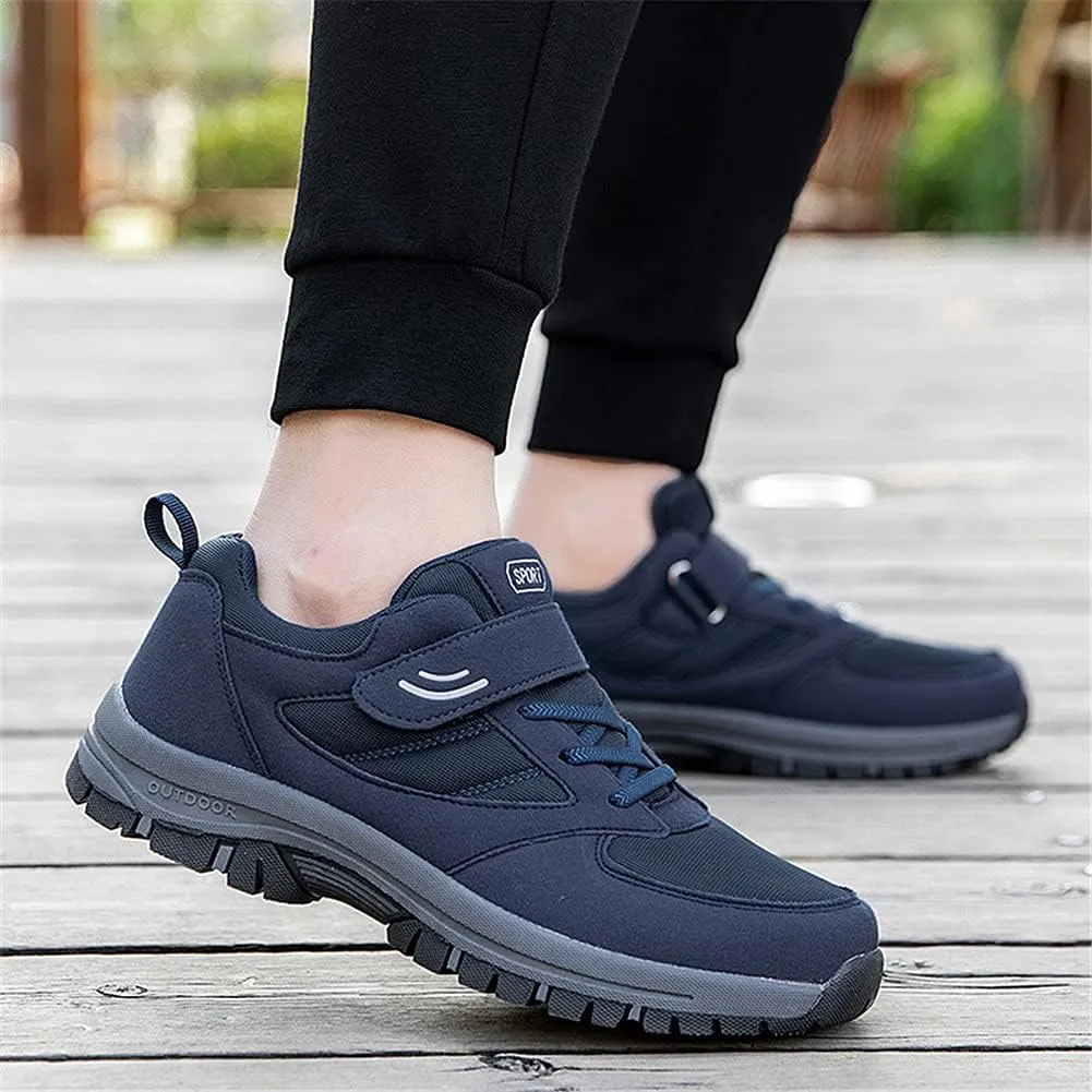 LEADER SHOW Men's Comfortable Walking Shoes Non-Slip Safety Casual Sneakers for Elderly Strap Closure