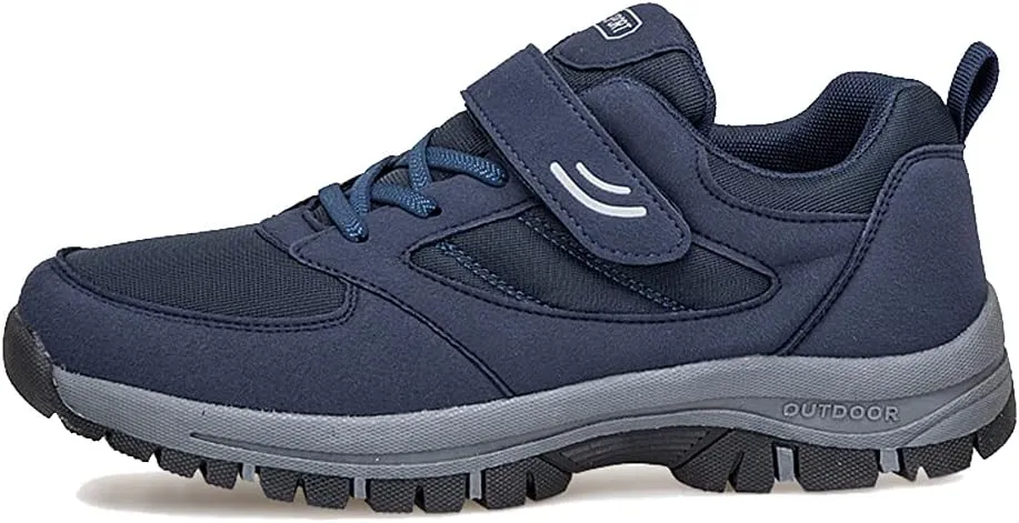 LEADER SHOW Men's Comfortable Walking Shoes Non-Slip Safety Casual Sneakers for Elderly Strap Closure