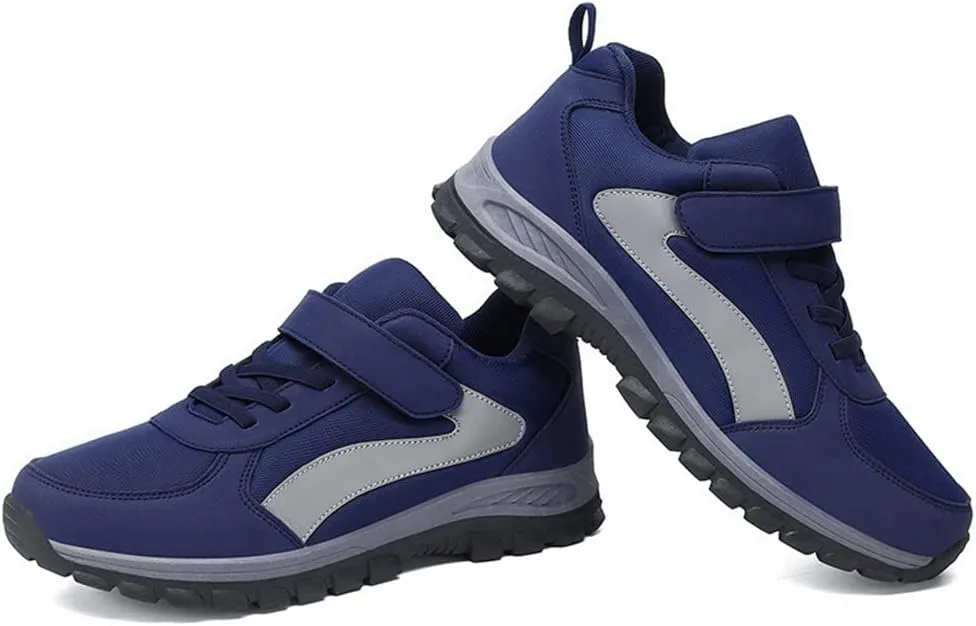 LEADER SHOW Men's Comfortable Walking Shoes Non-Slip Safety Casual Sneakers for Elderly Strap Closure