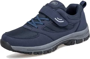 LEADER SHOW Men's Comfortable Walking Shoes Non-Slip Safety Casual Sneakers for Elderly Strap Closure