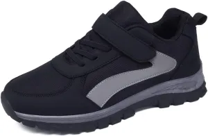 LEADER SHOW Men's Comfortable Walking Shoes Non-Slip Safety Casual Sneakers for Elderly Strap Closure