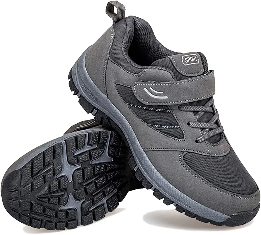 LEADER SHOW Men's Comfortable Walking Shoes Non-Slip Safety Casual Sneakers for Elderly Strap Closure