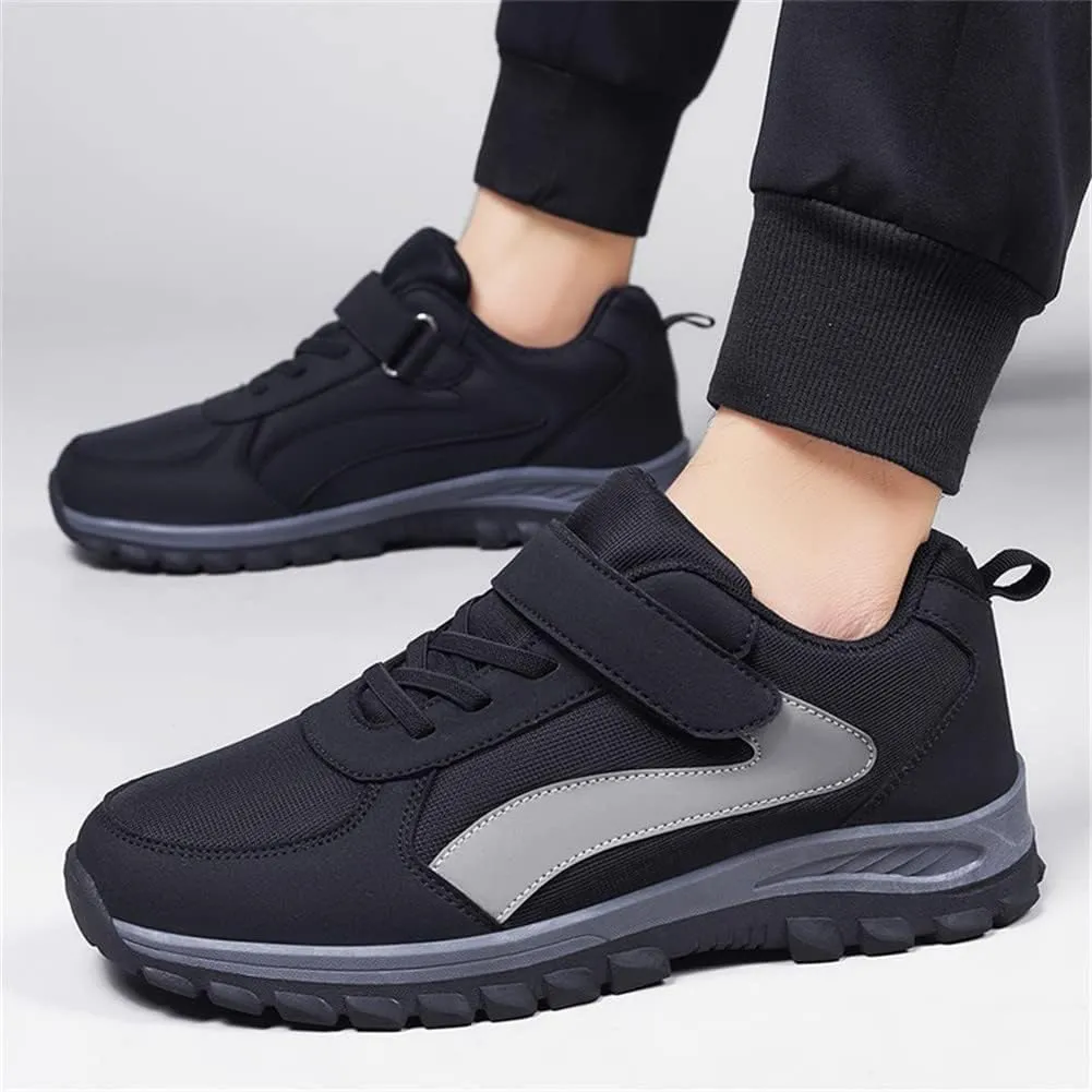LEADER SHOW Men's Comfortable Walking Shoes Non-Slip Safety Casual Sneakers for Elderly Strap Closure