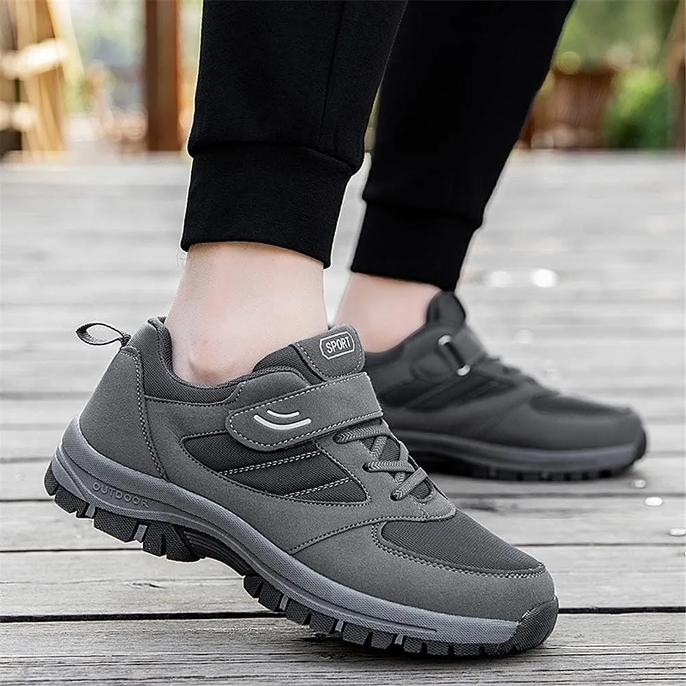 LEADER SHOW Men's Comfortable Walking Shoes Non-Slip Safety Casual Sneakers for Elderly Strap Closure
