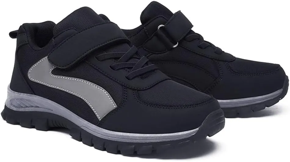 LEADER SHOW Men's Comfortable Walking Shoes Non-Slip Safety Casual Sneakers for Elderly Strap Closure
