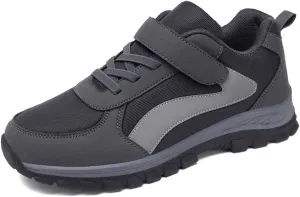 LEADER SHOW Men's Comfortable Walking Shoes Non-Slip Safety Casual Sneakers for Elderly Strap Closure