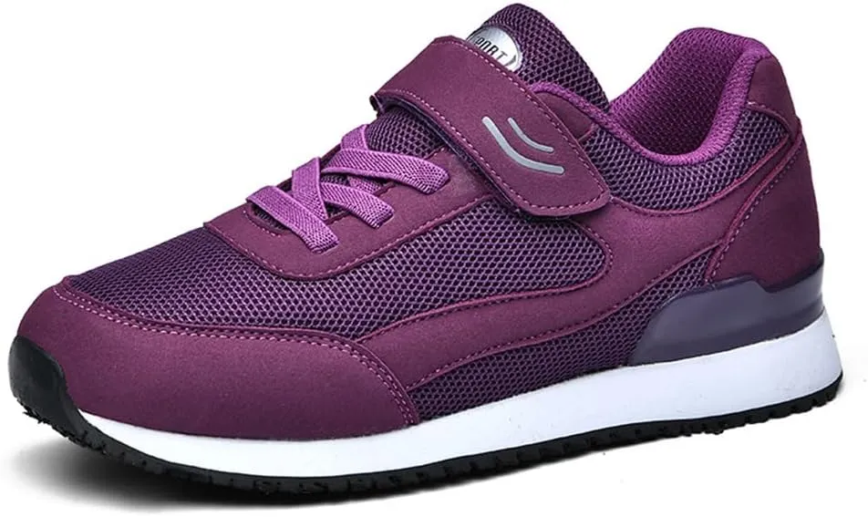 LEADER SHOW Women's Comfort Walking Shoes Casual Safety Non-Slip Elderly Hook-and-Loop Sneakers