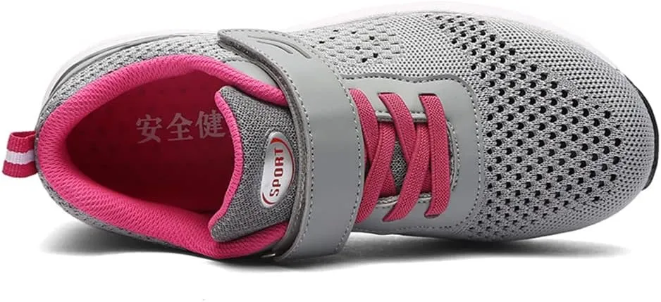 Leader Show Women's Elderly Casual Comfort Walking Shoe Safety Flats Non-Slip Hook & Loop Sneakers