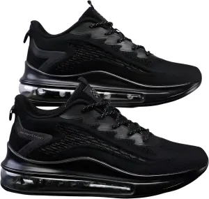lilaBelle]Men's Air Cushioned Running Shoes Spring 2024 -【Thick Sole Height Boost】 Breathable Mesh Sneakers, Non-Slip Design for Gym, Trekking & Urban Fashion | Trendy Casual Sports Footwear UK Black