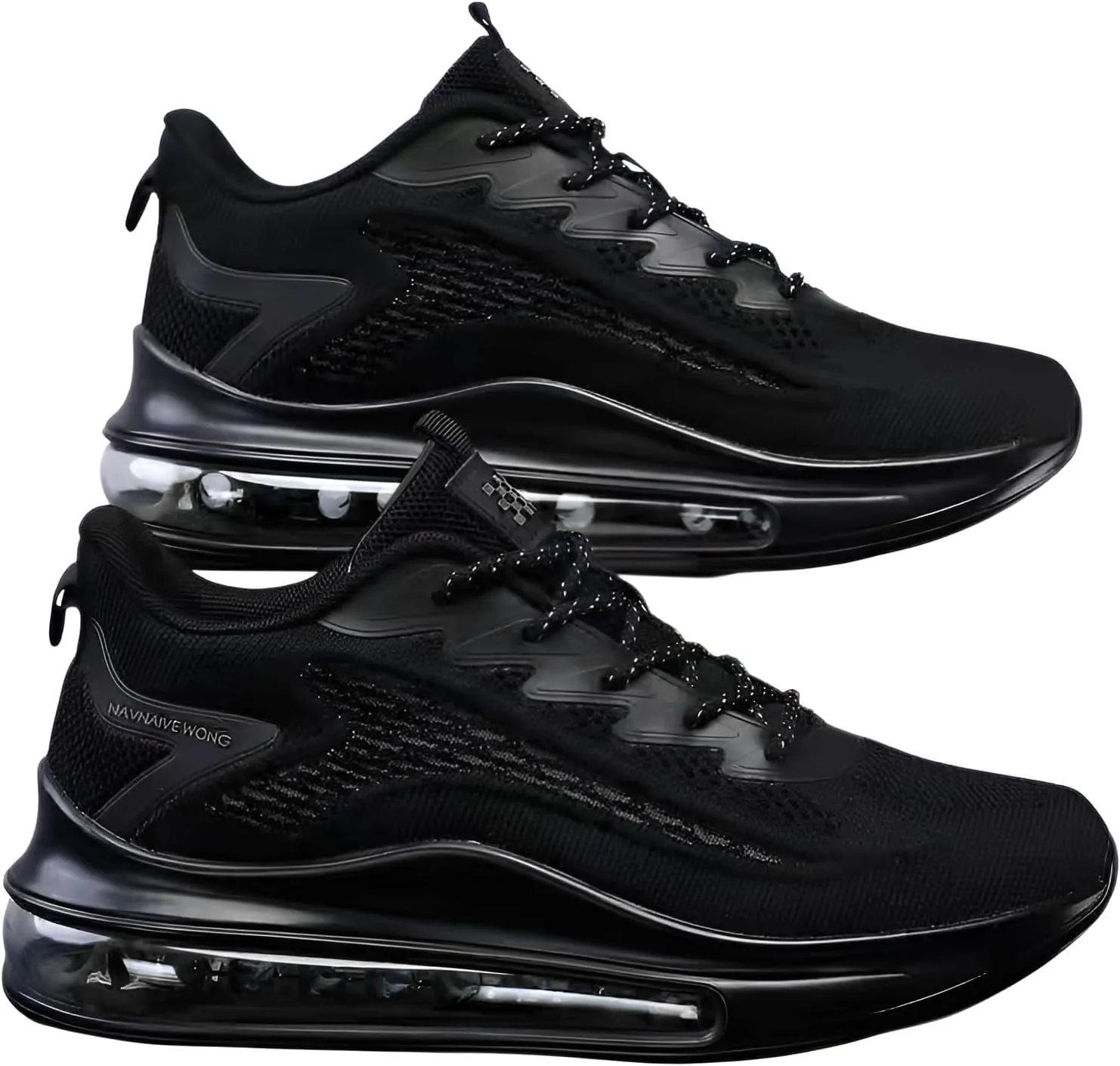 lilaBelle]Men's Air Cushioned Running Shoes Spring 2024 -【Thick Sole Height Boost】 Breathable Mesh Sneakers, Non-Slip Design for Gym, Trekking & Urban Fashion | Trendy Casual Sports Footwear UK Black
