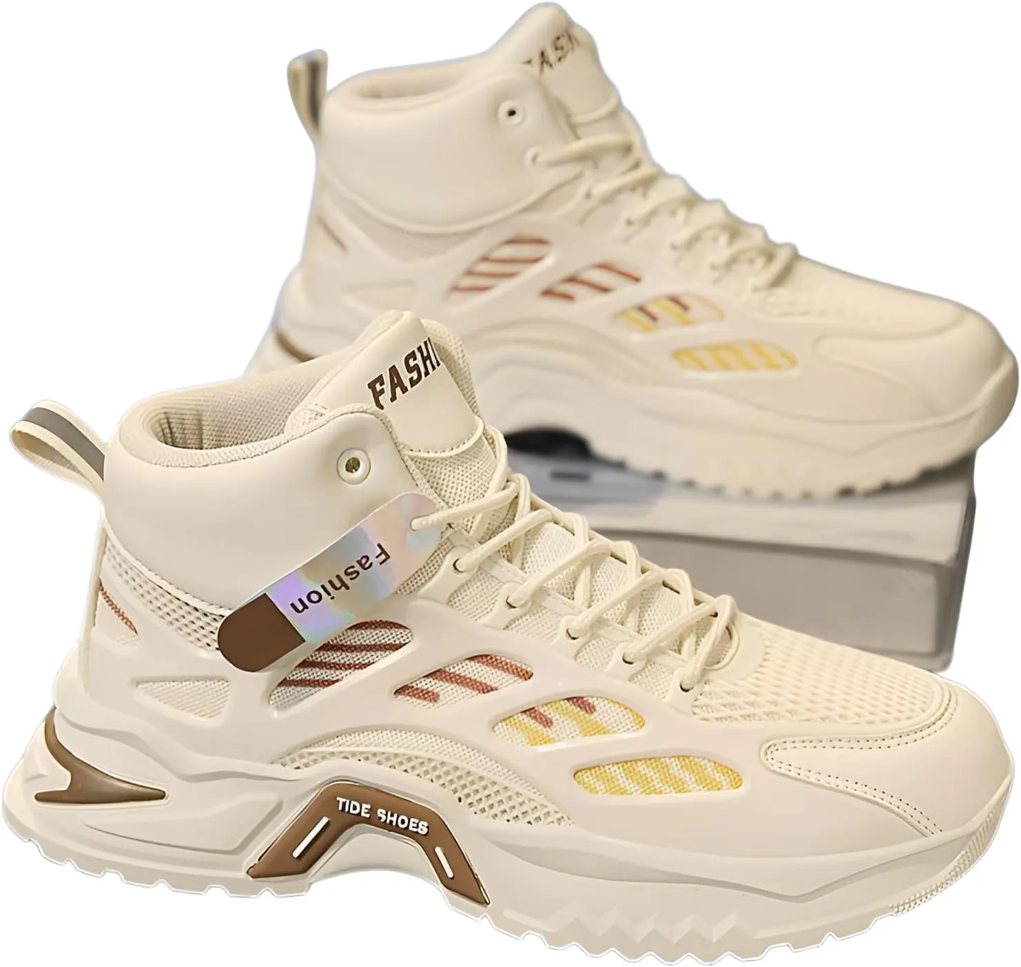 lilaBelle]Men's Chunky Sneakers Breathable High-Top Platform Shoes with【Hidden Height Increase】&【Anti-Slip Sole】 for Teen Boys, Casual Outdoor Gym Wear, Versatile Street Style Footwear