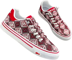 lilaBelle]Men's Heart Print Slip-On Sneakers -【Breathable Fabric & Anti-Skid】 Soft Cushion Walking Shoes for Wedding/Eid/Work | Gym Training Lightweight Canvas Shoes Summer 2024 Red