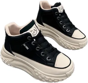 lilaBelle]Thick Sole Women's Sneakers for Height Increase, Korean Autumn Fashion Running Shoes with Rubber Platform, HY908 Comfortable Walking Shoes for Streetwear and Gym